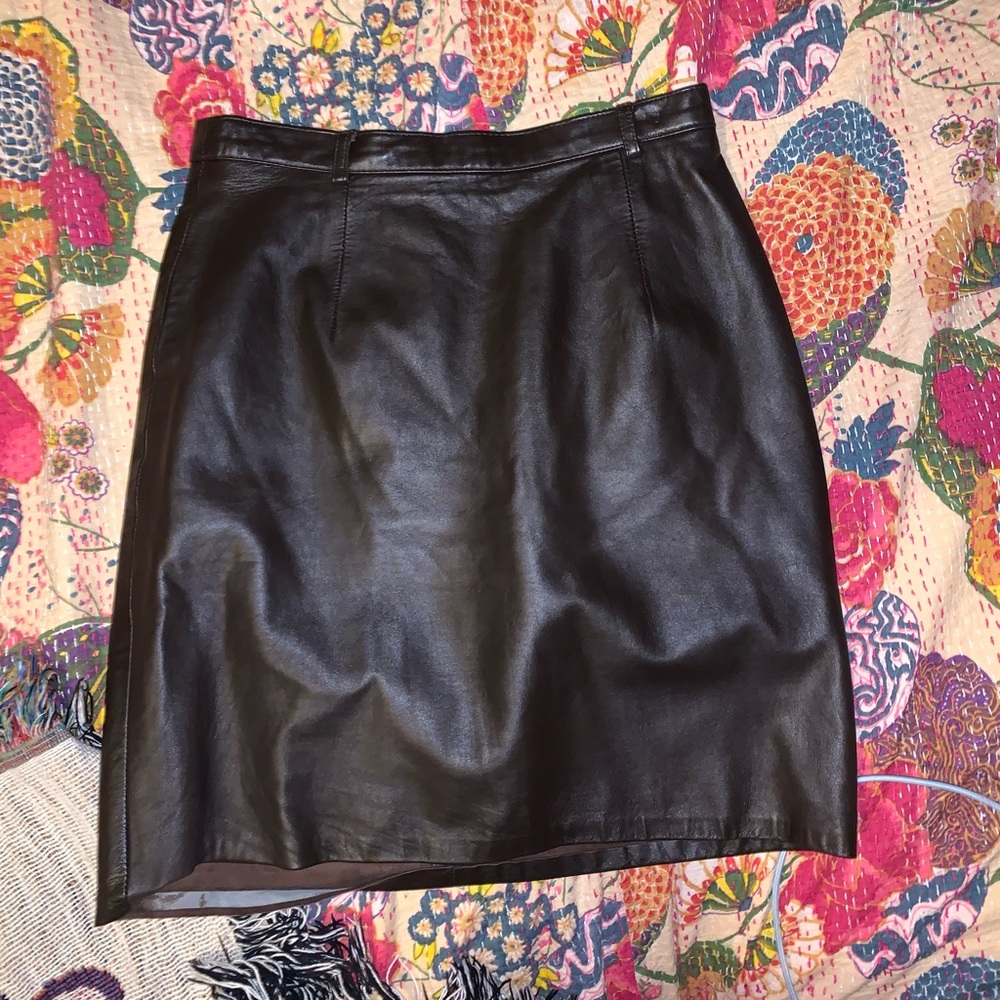 brown leather skirt